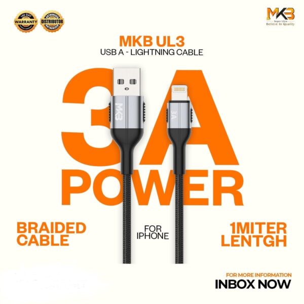 MKB UL3 USB TO LIGHTING 3A CABLE