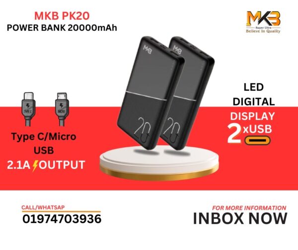 MKB PK20- 20000mAh POWER BANK LED DIGITAL DISPLAY
