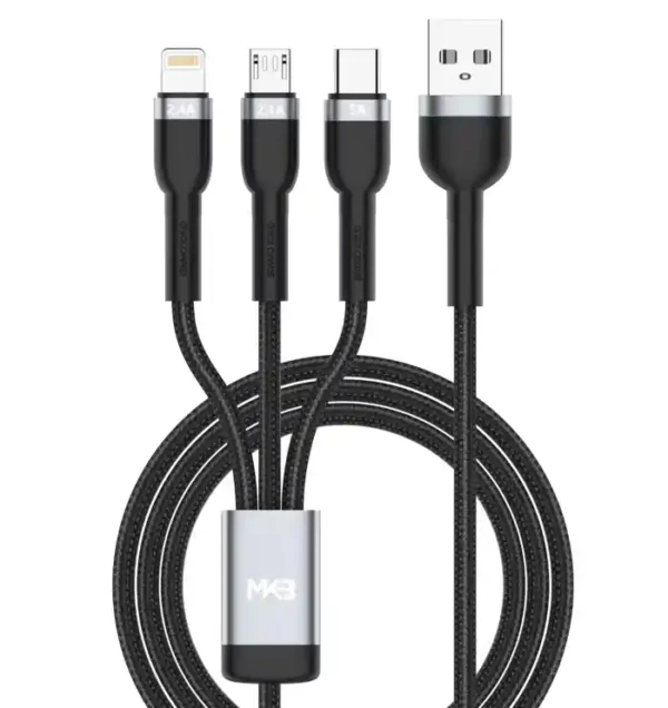 MKB U311 - 3 in 1 USB -LIGHTNING, Type-c, micro ,100W CAFULE DATA CABLE - Image 3