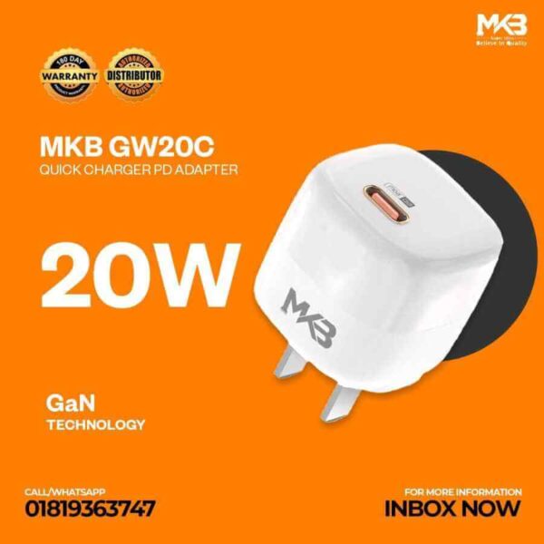 MKB GW20C PD SUPER FAST GaN CHARGER 20W ADAPTER
