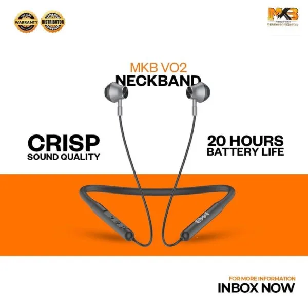 MKB V02 WIRLESS NECKBAND HEADSET. ENC. NOISE CANCELLATION