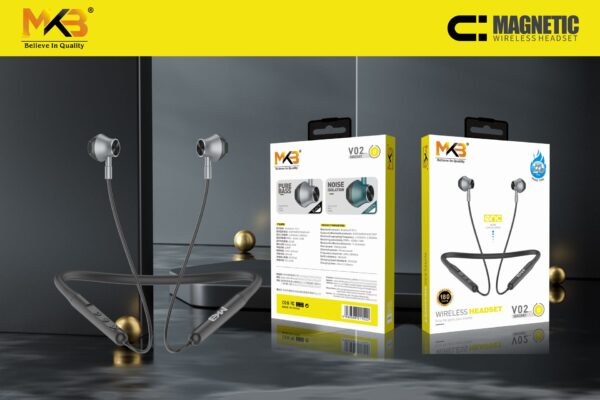 MKB V02 WIRLESS NECKBAND HEADSET. ENC. NOISE CANCELLATION - Image 2