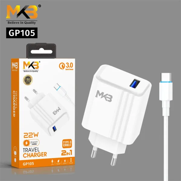 MKB GP105 - 22W TYPE C, USB 2IN1 TRAVEL CHARGER AND FAST CHARGING