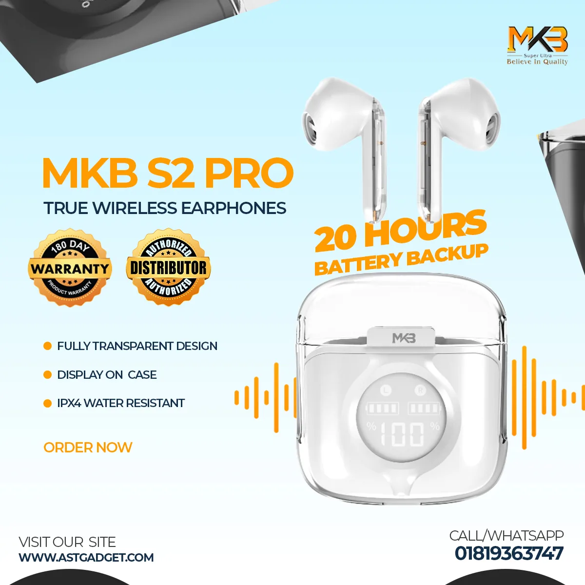 MKB S2 PRO ENC True Wireless Earphones - Image 2
