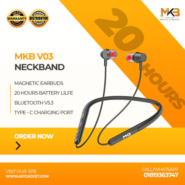 MKB V03 WIRELESS NECKBAND HEADSET