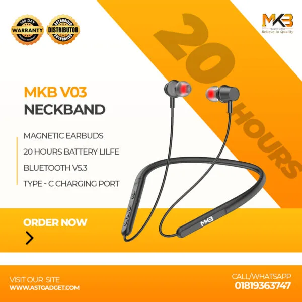MKB V03 WIRELESS NECKBAND HEADSET