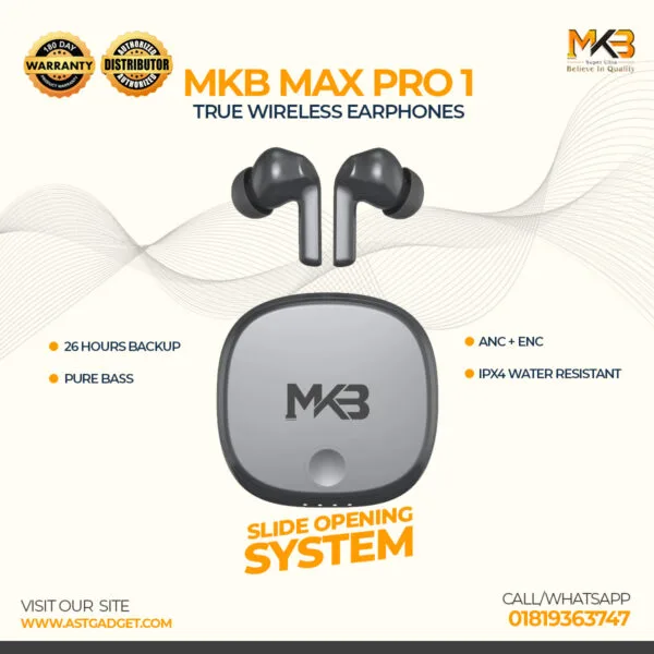 MKB MAX PRO1 ANC +ENC(Dual Mic) True Wireless Earphones - Image 2