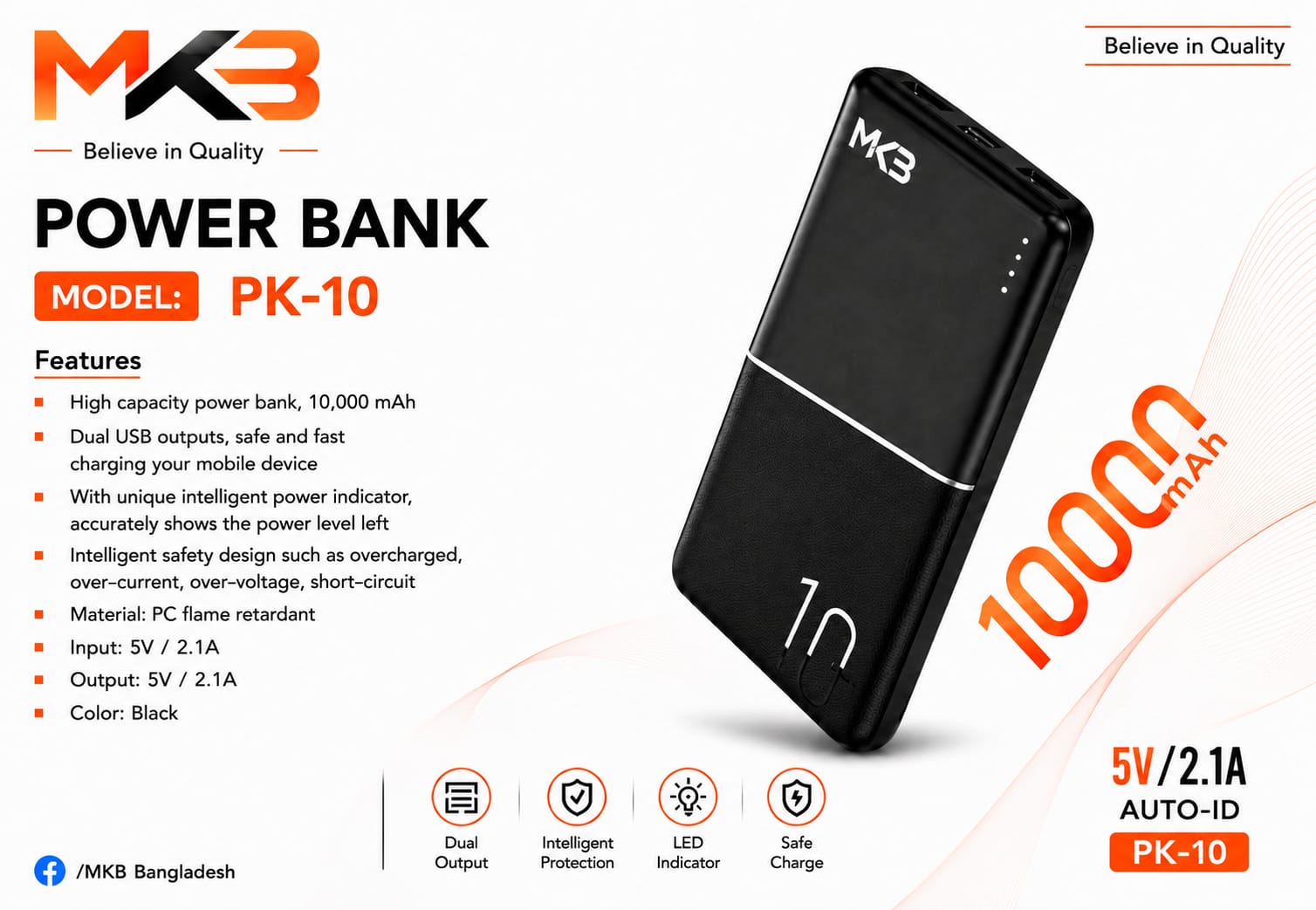 MKB PK10 POWER BANK 10000mAh