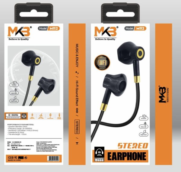 MKB M112 - STEREO EARPHONE