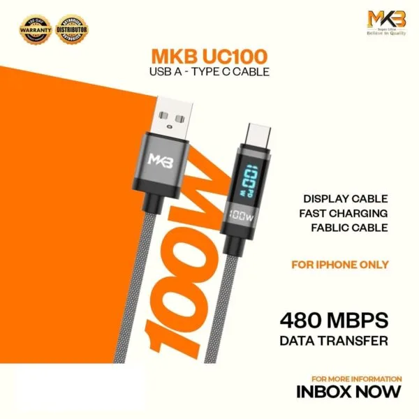 MKB UC100 USB – Type C/100W high density woven data cable