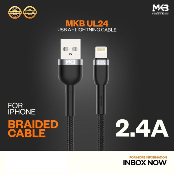 MKB UL24-24A, CAFULE DATA CABLE USB A TO LIGHTING