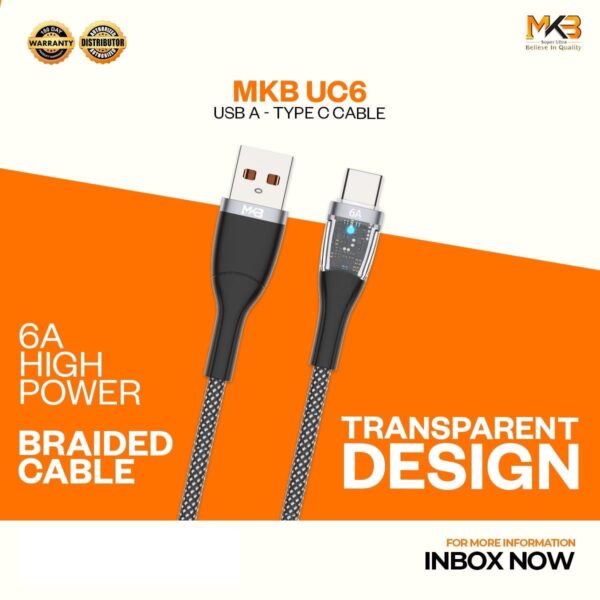 MKB UC6-6A High Density Braided Data Cable USB A to TYPE C-30W