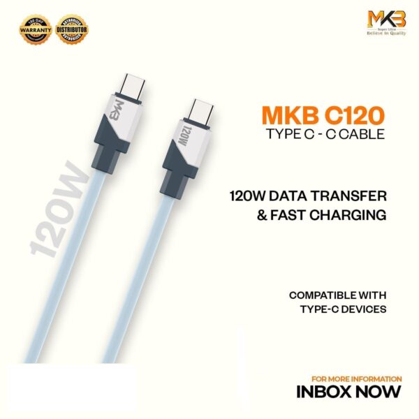 MKB C120-120W SILICON TYPE C TO TYPE C SUPER FAST DATA CABLE