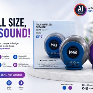 SP-7 TRUE WIRELESS SPEAKER. IPx5 SPLASH PRROF